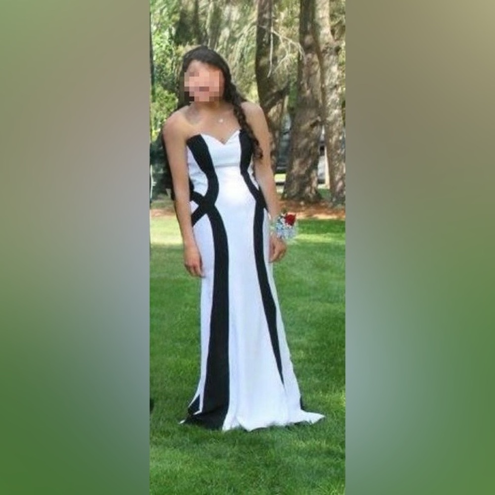 Elegant Black and White Evening Dress